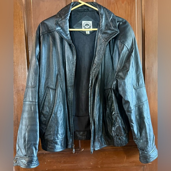 Vintage American Weekend Lined Leather Jacket Coat Sz Medium 90’s Bomber Black